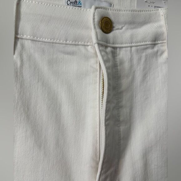 NWT Croft & Barrow Mid-Rise Cropped White Pants Jeans Plus Size 16 Eyelet Hem - Picture 2 of 11